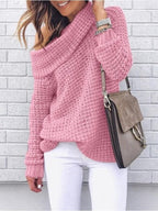 Women's Oversized Sweater Chic Off-Shoulder Knit Autumn Wool - Black