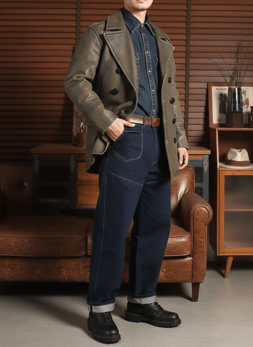Men's Leather Jacket - Chocolate
