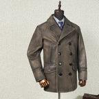 Men's Leather Jacket - Khkai-Green