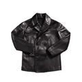 Men's 740N Leather Pea Coat, Grain Cowhide - Black