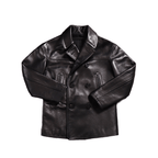 Men's 740N Leather Pea Coat, Grain Cowhide - Black