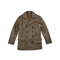 Men's Mid Length 740N Leather Pea Coat - Khkai-Green