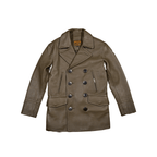 Men's Mid Length 740N Leather Pea Coat - Khkai-Green