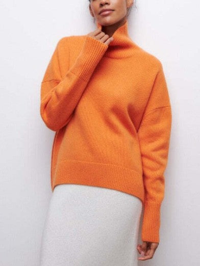 Women's Black Turtleneck Sweater Elegant Warm Comfortable - Black