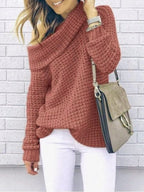 Women's Oversized Sweater Chic Off-Shoulder Knit Autumn Wool - Black