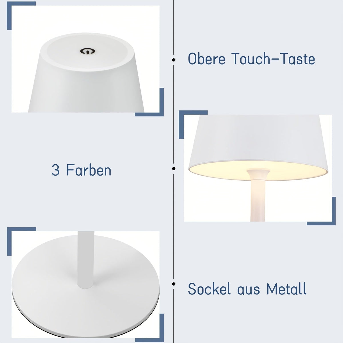 Portable Rechargeable LED Touch Lamp for Tables