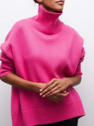 Women's Black Turtleneck Sweater Elegant Warm Comfortable - Light Blue