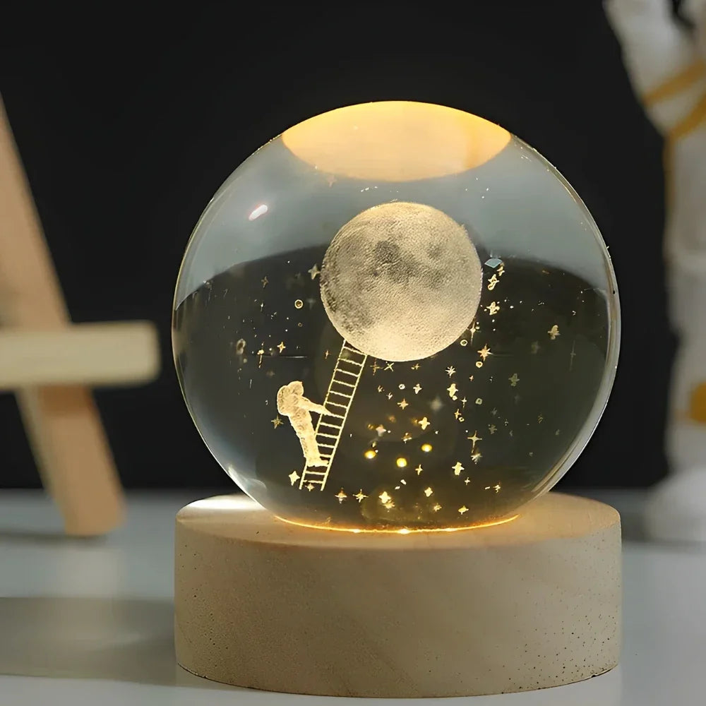 Cosmic Crystal Ball Lamp - Magical LED Home Decor - Earth