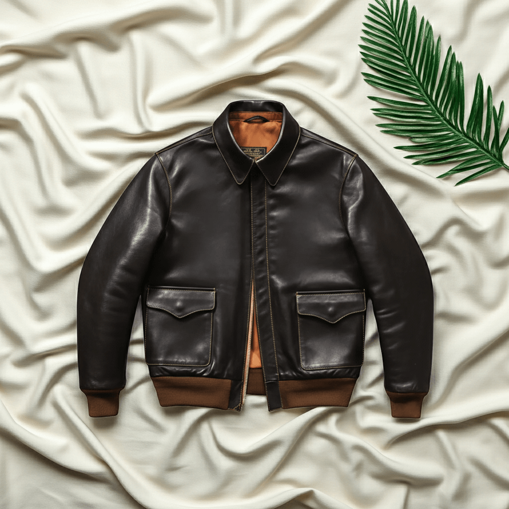 Men's Leather Jacket - Coffee