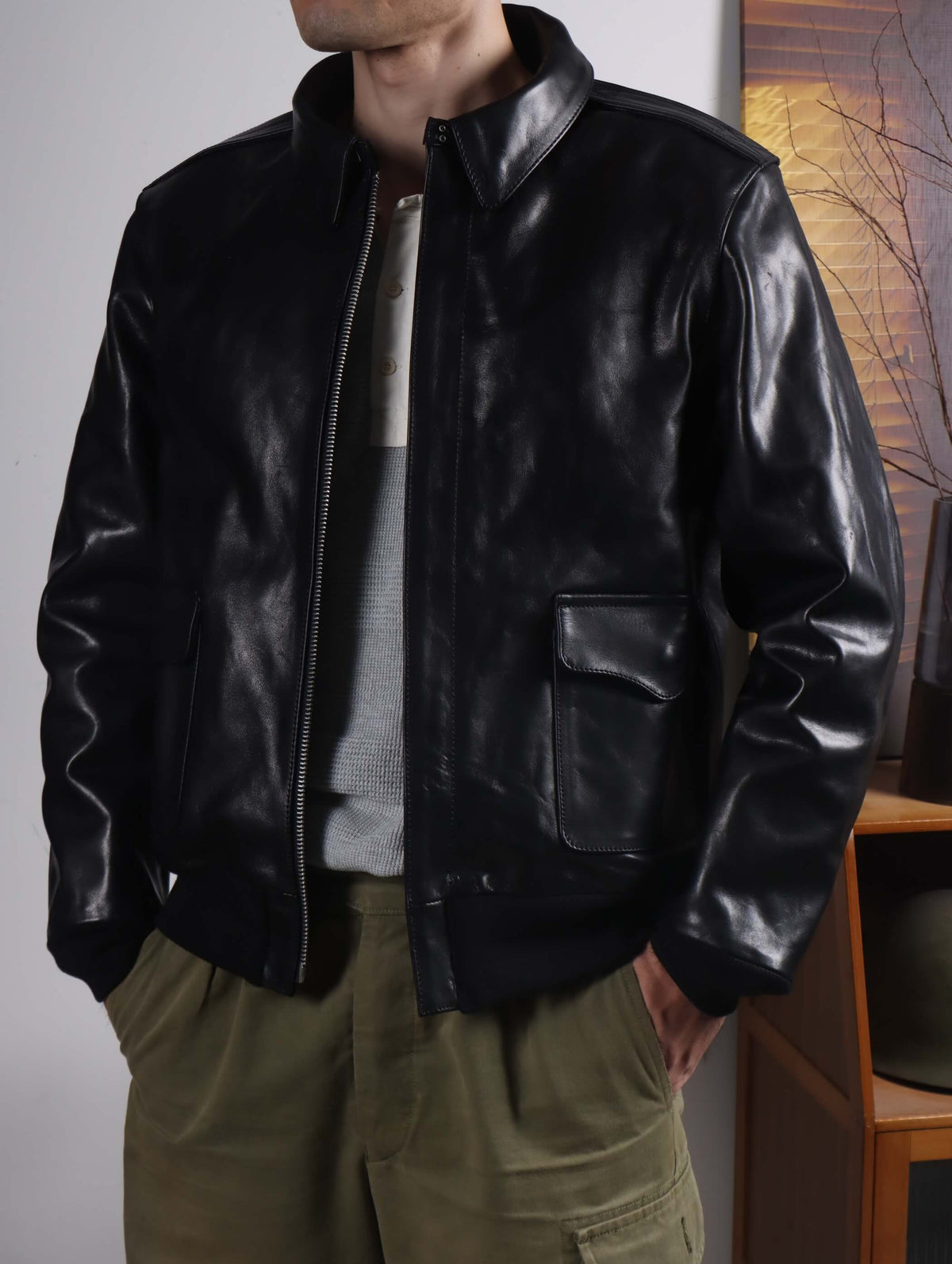 Men's Leather Jacket - Black