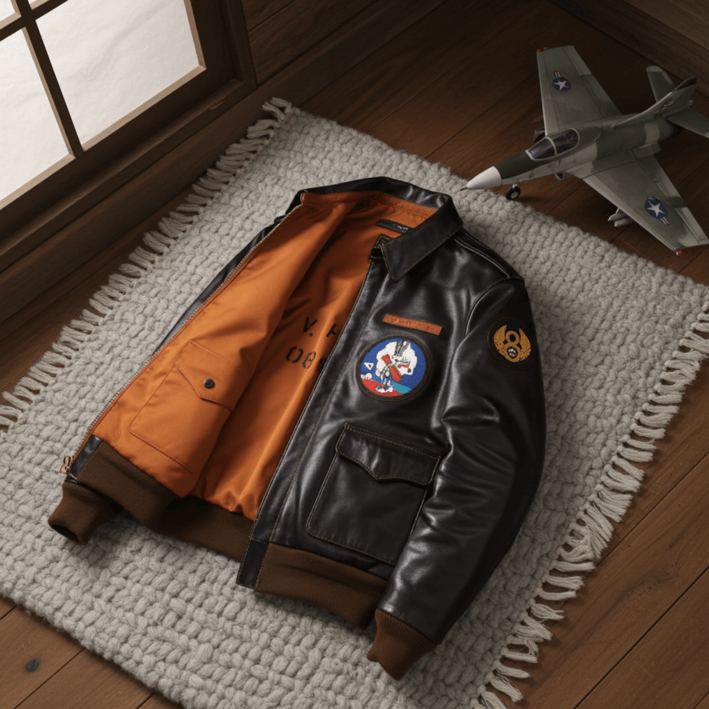Men's Leather Jacket - Coffee