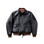 Men's A2 Bomber Jacket, Grain Cowhide - Black