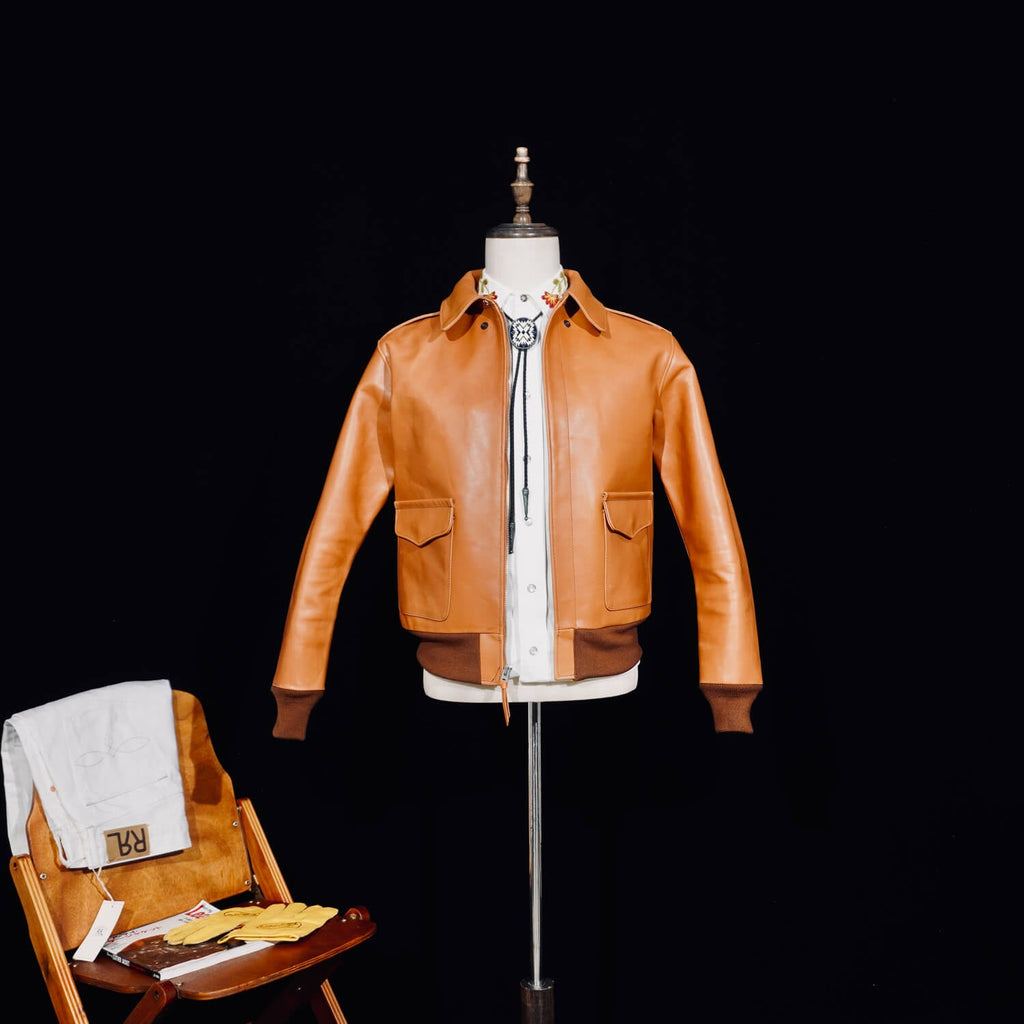 Men's Leather Jacket - Tan Horsehide