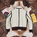 Men's Leather Jacket - Beige