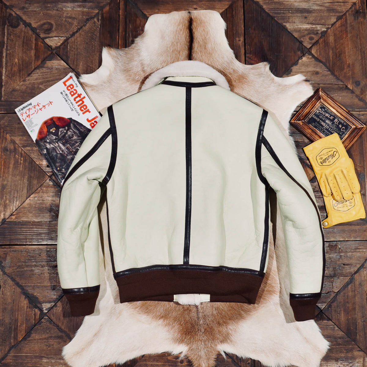 Men's Leather Jacket - Beige