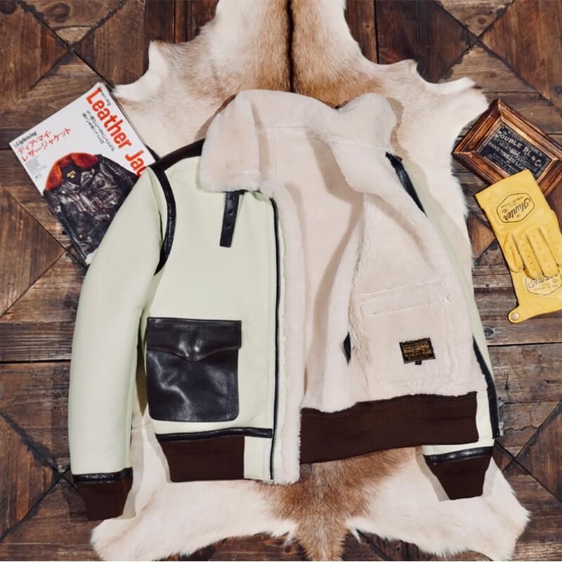 Men's Leather Jacket - Beige
