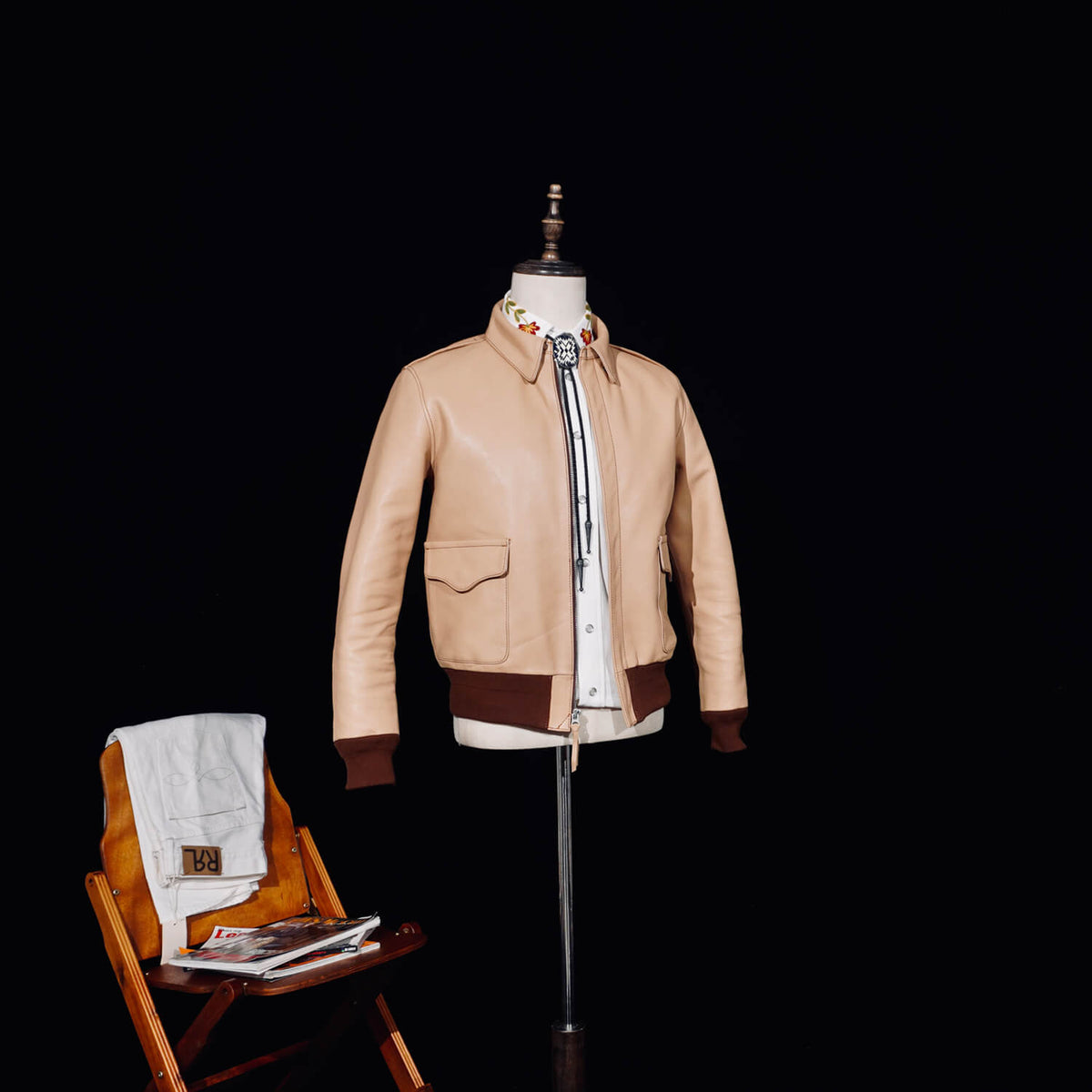 Men's Leather Jacket - Tan Horsehide