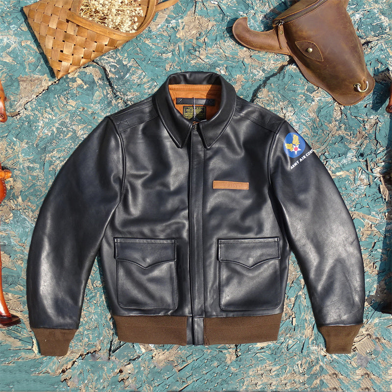 Men's Leather Jacket - Black-With Armband