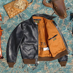Men's Leather Jacket - Black-With Armband