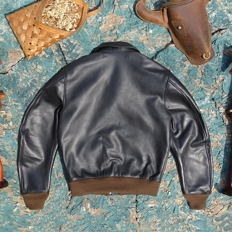 Men's Leather Jacket - Black-With Armband