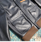 Men's Leather Jacket - Black-With Armband