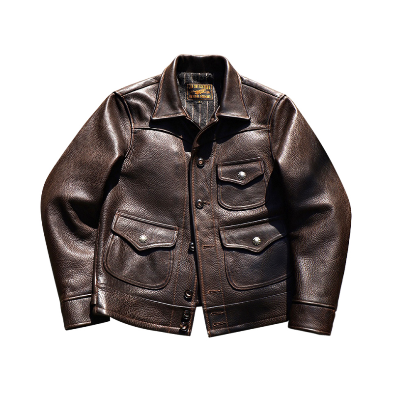 Men's Western Leather Jacket, Grain Cowhide - S