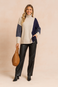 Women's Amari Patchwork Sweater in a Fashionable Style - Blue