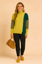 Women's Amari Patchwork Sweater in a Fashionable Style - Orange