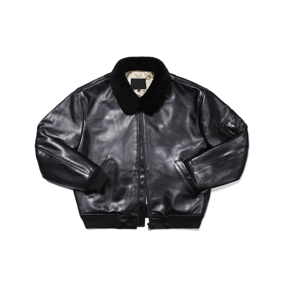 Men's B-15 Bomber Leather Jacket - Black