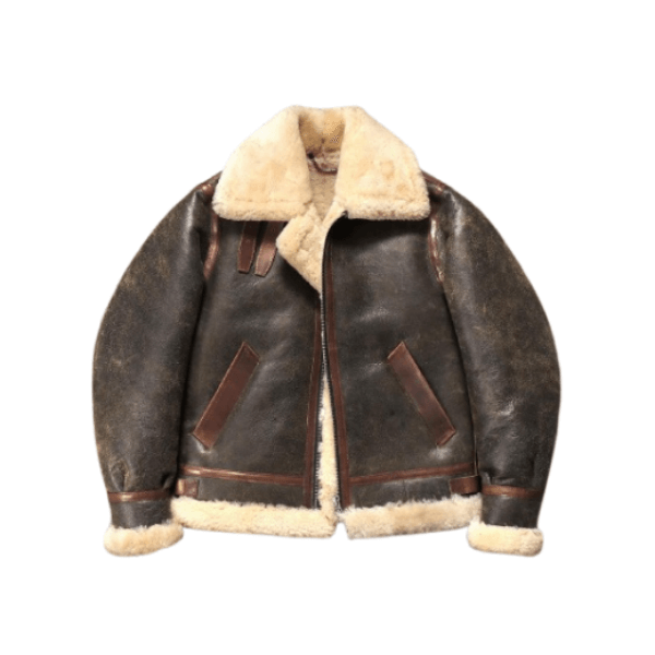 Men's B3 Bomber Shearling Coat, Grey Green - Olive