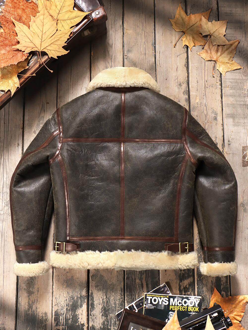Men's Leather Jacket - Olive