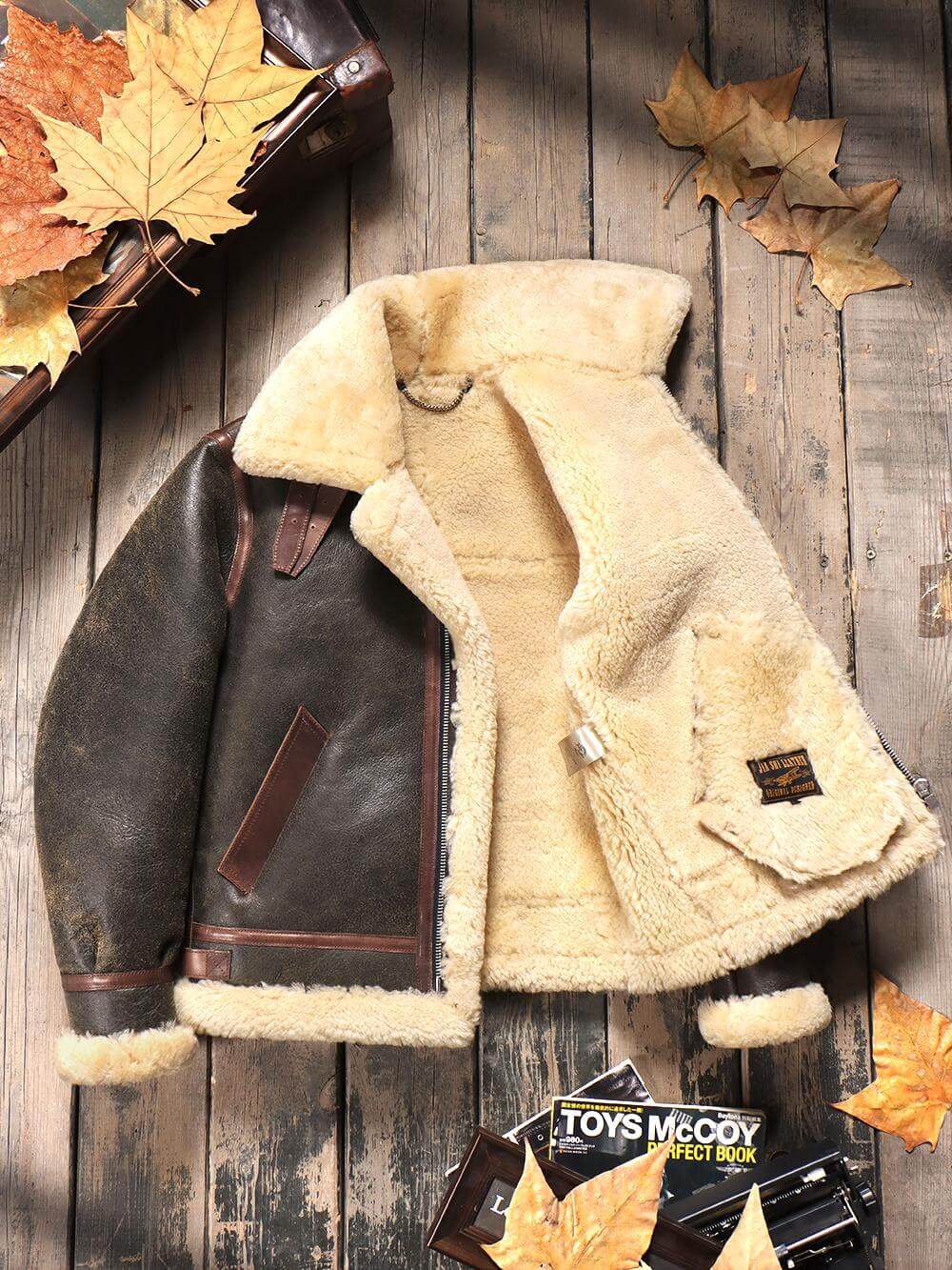 Men's Leather Jacket - Olive