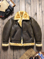 Men's Leather Jacket - Gray-green