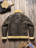 Men's Leather Jacket - Brown-green