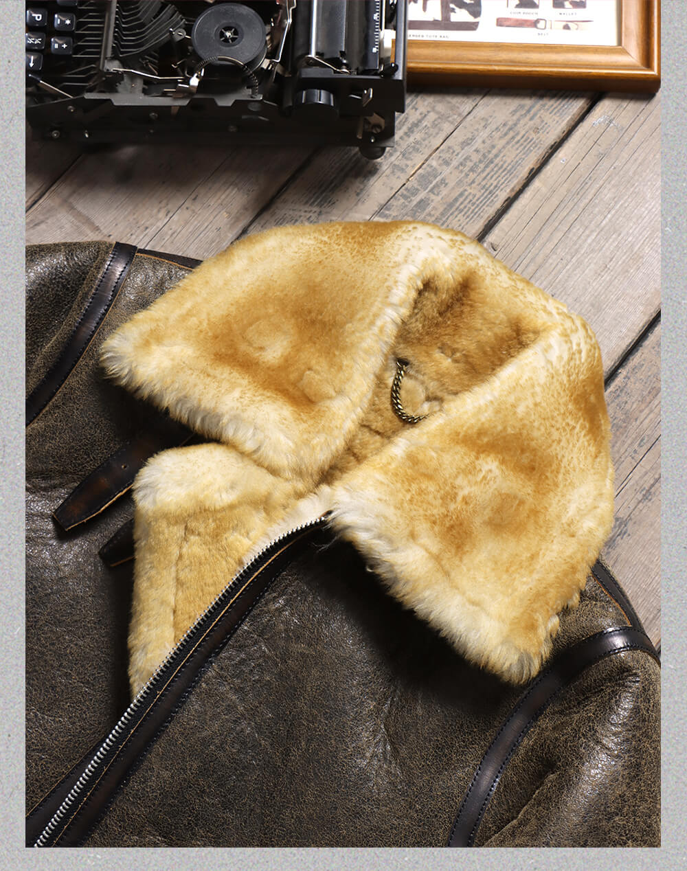 Men's Leather Jacket - Brown-green