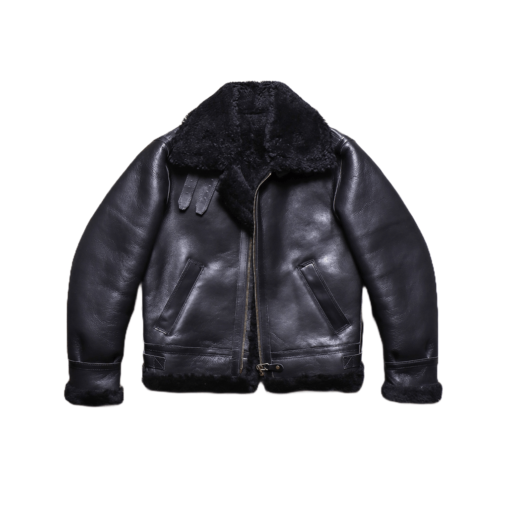 Men's B3 Bomber Shearling Coat Black - Brown
