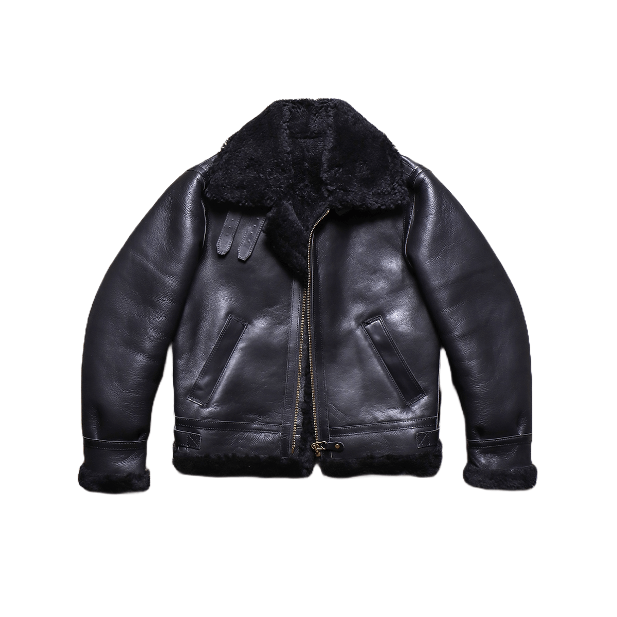Men's B3 Bomber Shearling Coat Black - Brown