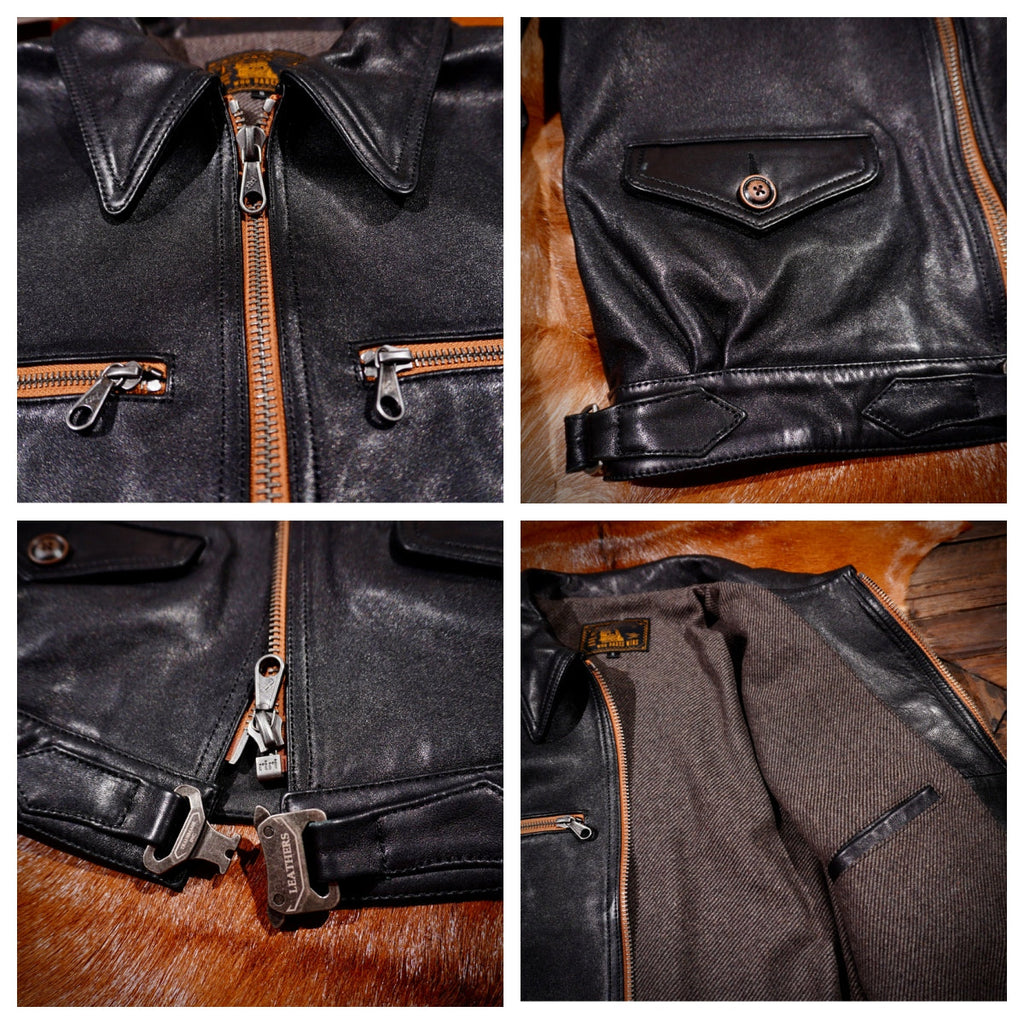 Men's Leather Jacket - Black/Sheepskin