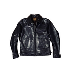 Men's 1930s Sports Leather Jacket Black - Black Horsehide