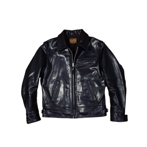 Men's 1930s Sports Leather Jacket Black - Black Horsehide