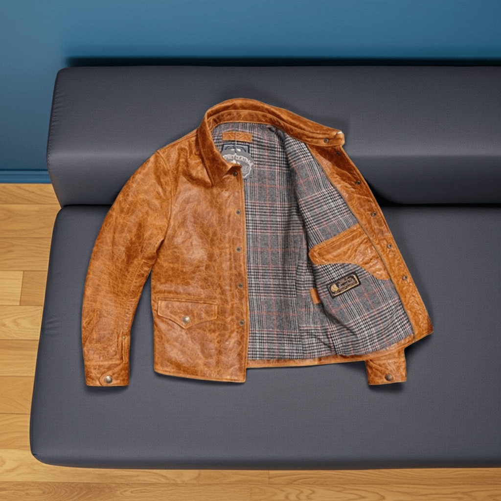Men's Leather Jacket - Amber