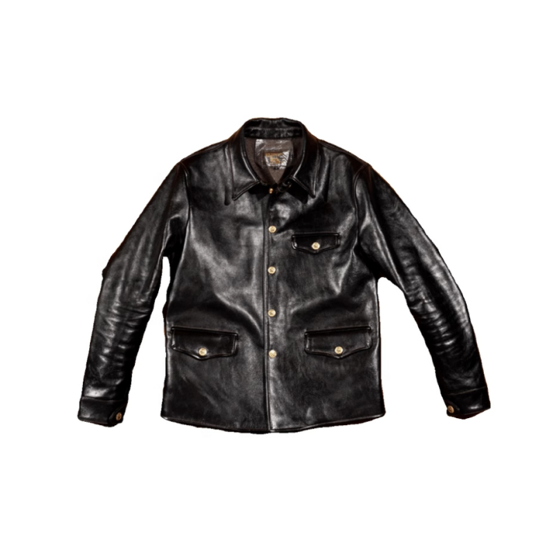 Men's Black Brakeman Leather Coat - Black