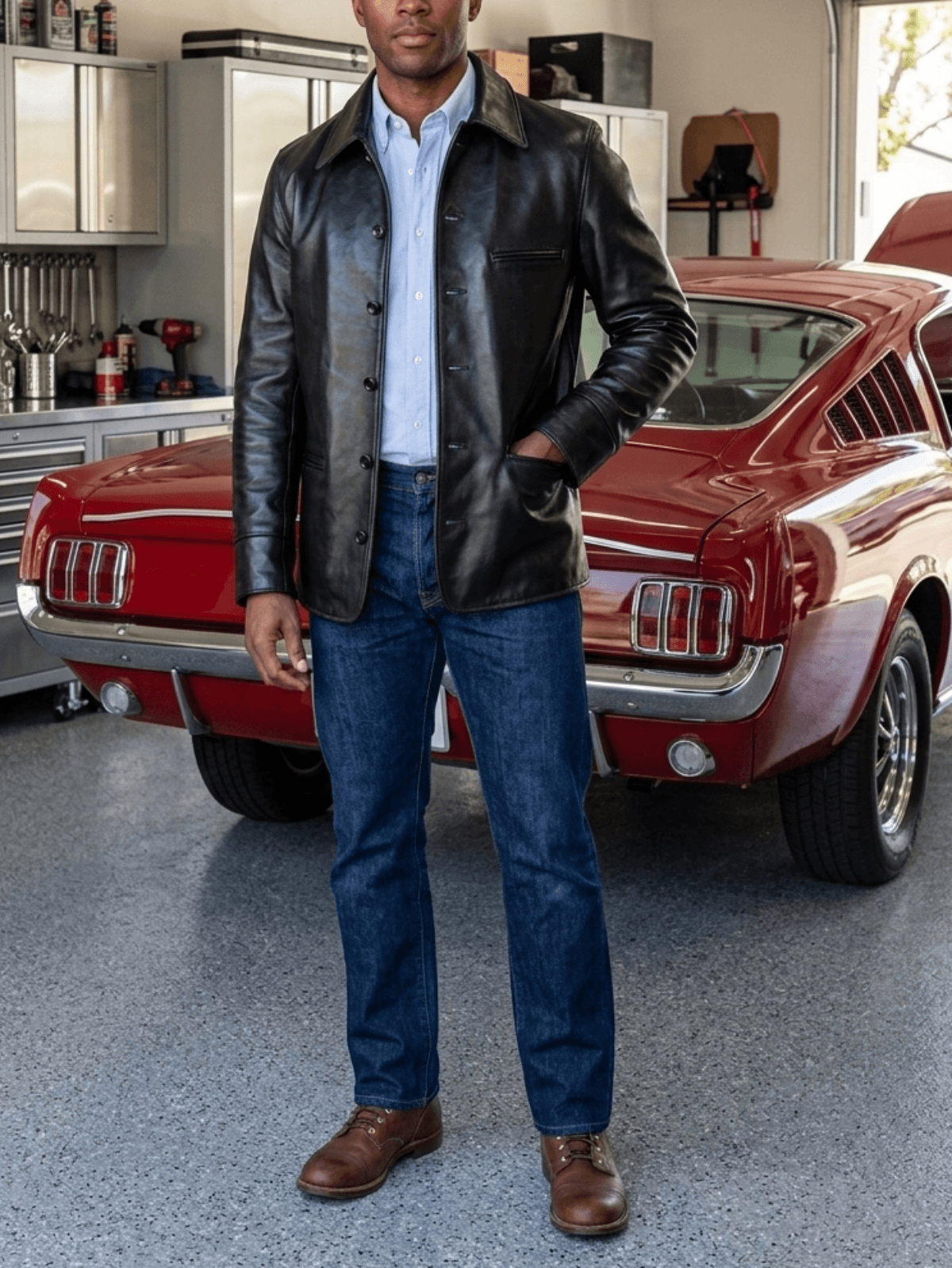 Men's Leather Jacket - M