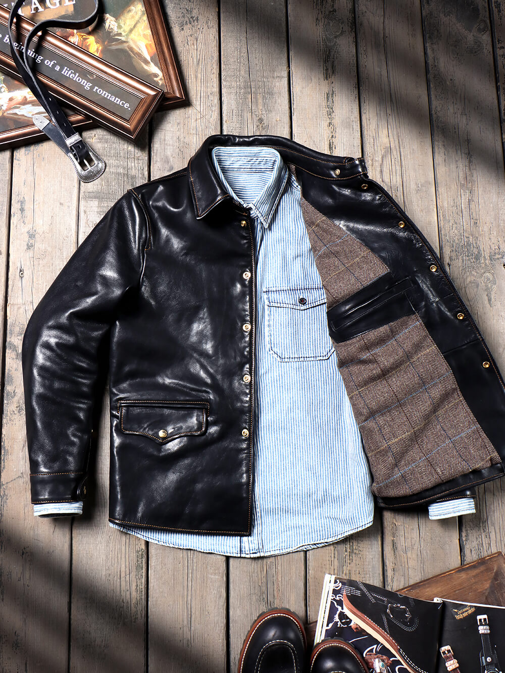 Men's Leather Jacket - Black