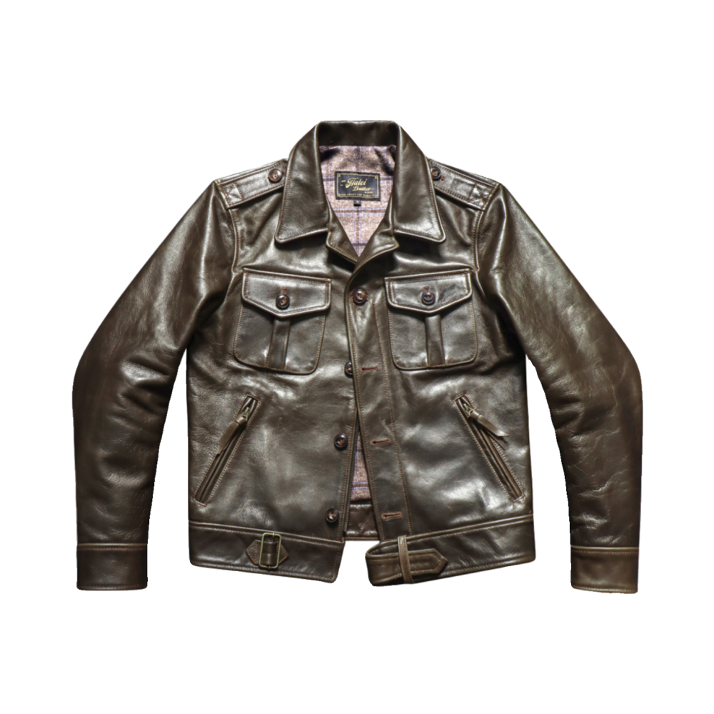 Men's Olive P37 Leather Jacket - S