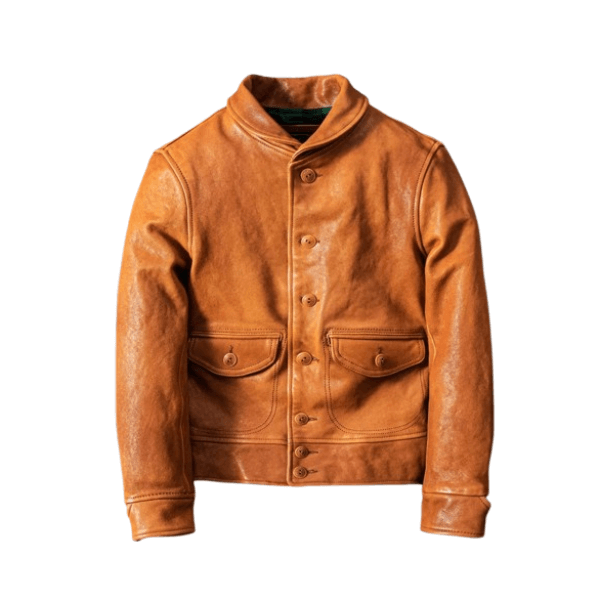 Men's Shawl Collar Cossack Leather Jacket - M
