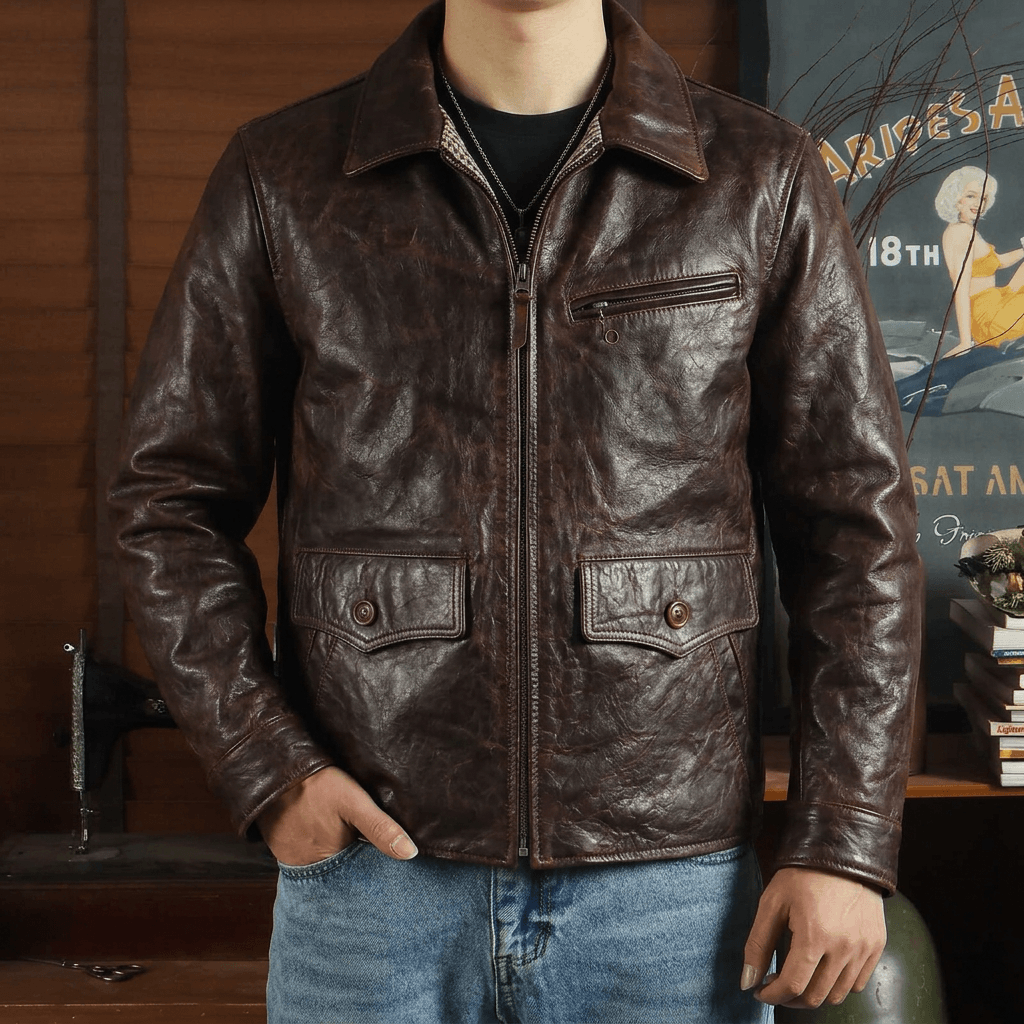 Men's Leather Jacket - M/36