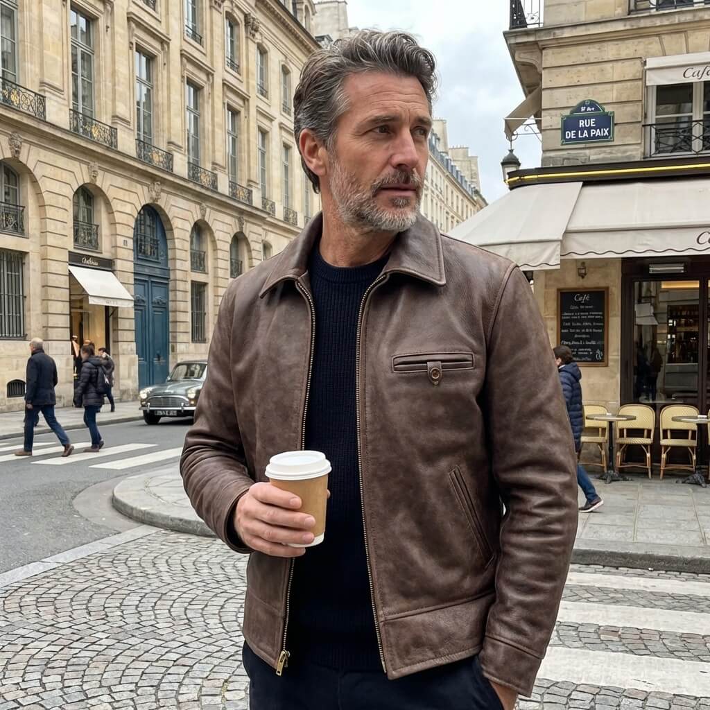 Men's Leather Jacket - M