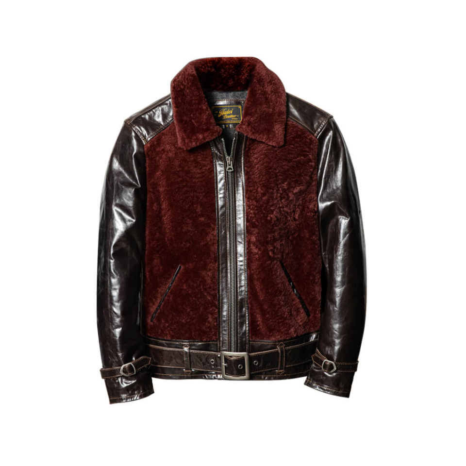 Men's Brown Grizzly Leather Jacket - M