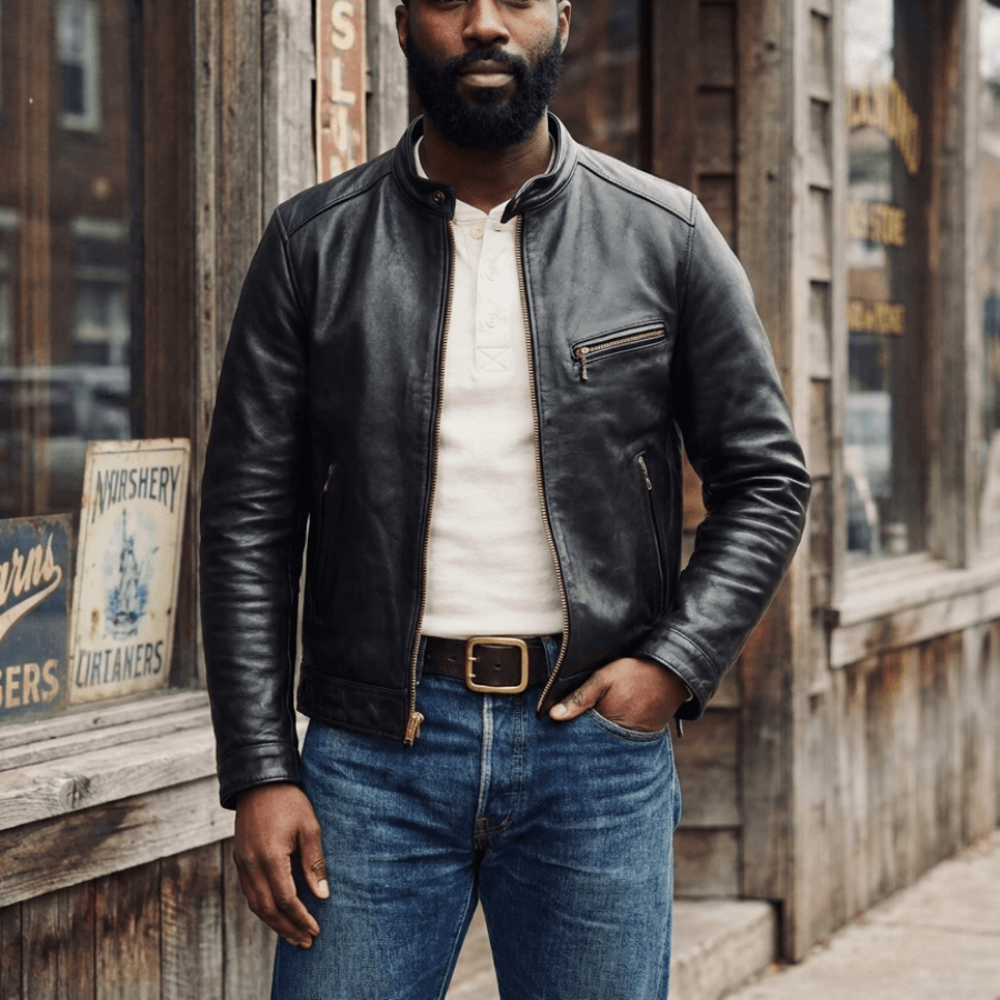Men's Leather Jacket - Black